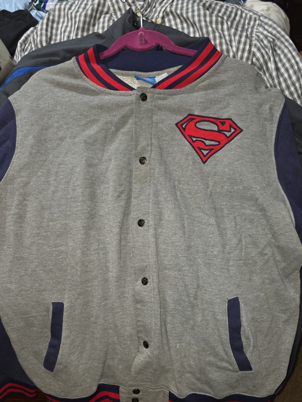 Superman DC Comics Superman Grey Jacket with Navy and Red Accents